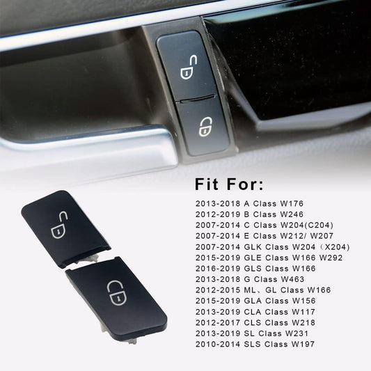 Interior Door Lock Switch Buttons Black Left 2049058402 Left 2048706310 Compatible With Mercedes Benz Mercedes Benz C-Class W204 W176 W246 W156 W212 W166 W463 W117