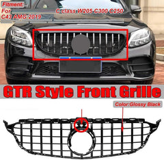 Front Bumper Grill Compatible With Mercedes Benz C Class W205 2019-2022 Front Bumper Grill W205 Grill Gtr Black Lci