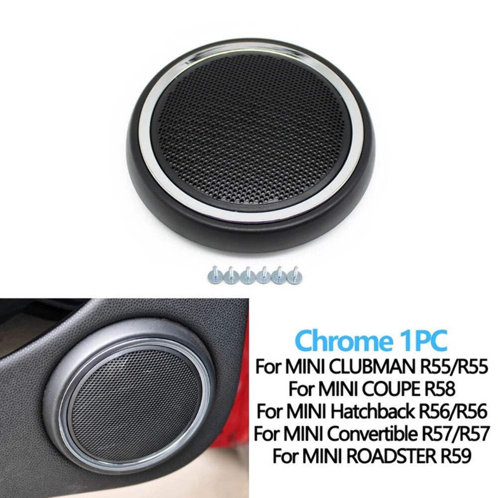 Mini Interior Door Loudspeaker Cover Black&Chrome 51412753333 Compatible With Mini Cooper Clubman R55 08-14 R58 12-15 R56 07-14 R57 09-15 R59 12-14 R56 N 09-13
