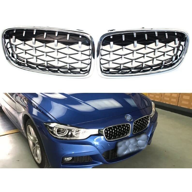 Front Bumper Grill Compatible With Bmw 3 Series F30 2012-2018 Front Bumper Grill Diamond Chrome