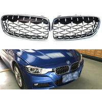 Front Bumper Grill Compatible With Bmw 3 Series F30 2012-2018 Front Bumper Grill Diamond Chrome