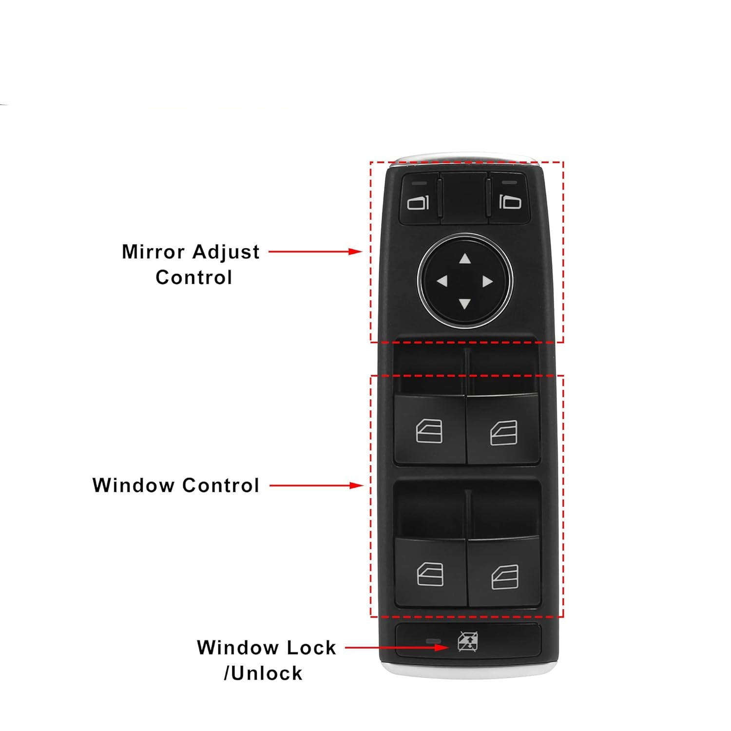 Mercedes-Benz E-CLASS W212 3 Pin Window Black Switch  Compatible with 204/212/207 2128208210 Tag-SW-06