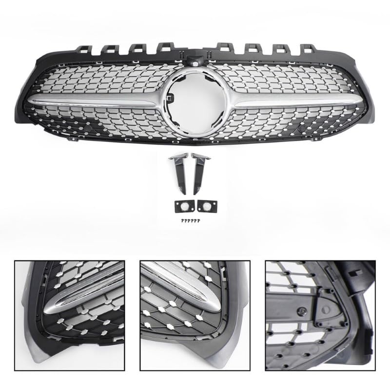 Front Bumper Grill Compatible With Mercedes Benz A Class W177 A250 A200 A45 2019-2023 Front Bumper Grill W177 Grill Diamond Silver