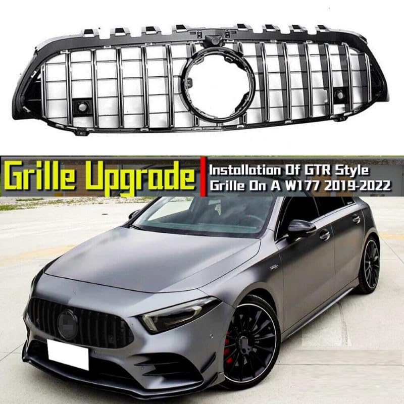 Front Bumper Grill Compatible With Mercedes Benz A Class W177 A250 A200 A45 2019-2023 Front Bumper Grill W177 Grill Gtr Silver