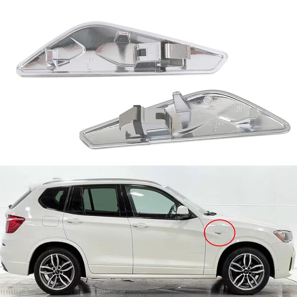 Fender Chrome Left 51117338569 & Right 51117338570 Compatible With BMW X3 (F25) (2013-2017) Tag No.66