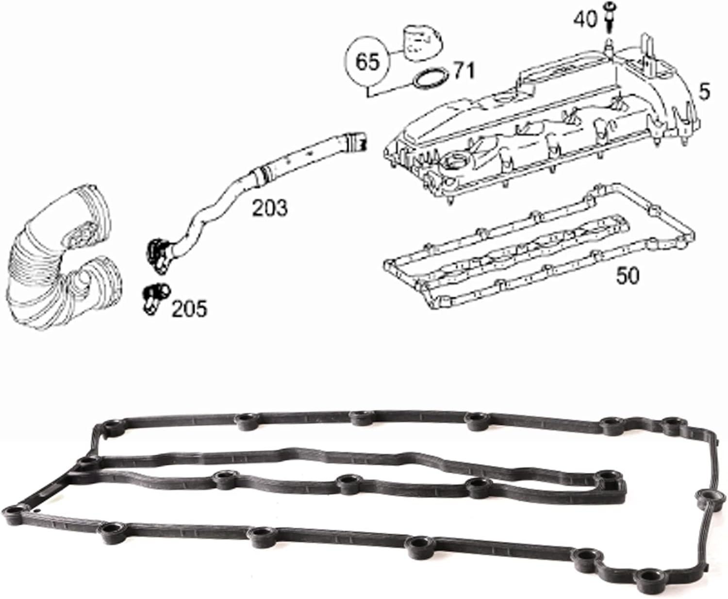 Tappet Cover Packing (Engine Valve Cover Gasket) 719.800 68089272AA Compatible With Mercedes-Benz C-CLASS (W204) CLS (C218) E-CLASS (W212) M-CLASS (W166)