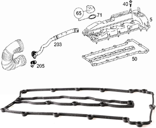 Tappet Cover Packing (Engine Valve Cover Gasket) 719.800 68089272AA Compatible With Mercedes-Benz C-CLASS (W204) CLS (C218) E-CLASS (W212) M-CLASS (W166)