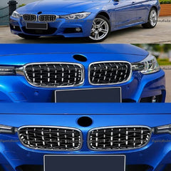 Front Bumper Grill Compatible With Bmw 3 Series F30 2012-2018 Front Bumper Grill Diamond Chrome