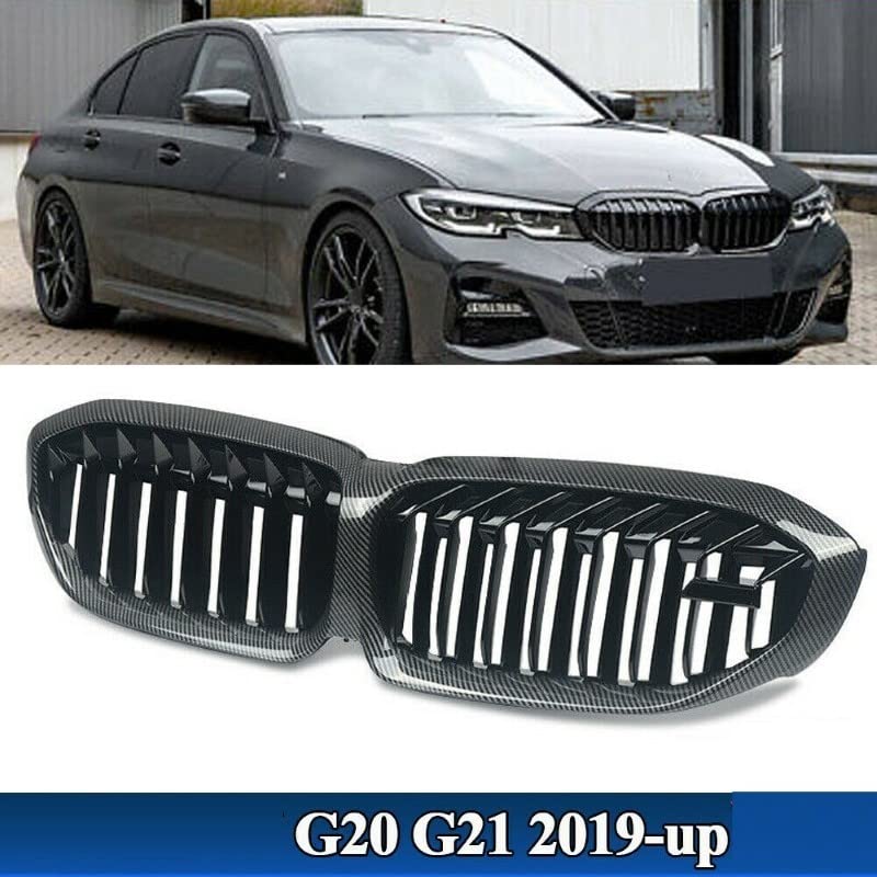 Bumper Grill Compatible With Bmw 3 Series G20 2018-2021 Front Bumper Grill Carbon Fiber Look