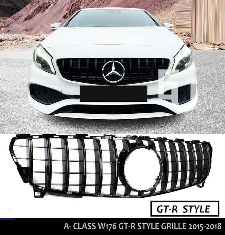 Front Bumper Grill Compatible With Mercedes Benz A Class W176 A180 A200 A250 A45 Amg Gtr 2016-2019 Front Bumper Grill W176 Grill Gtr Black 2016