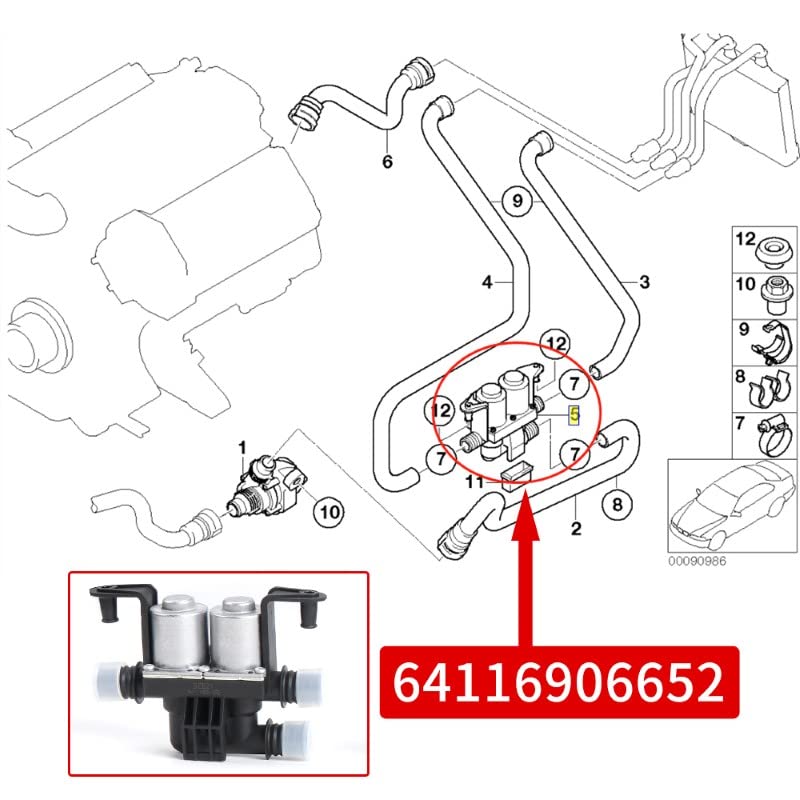 Heater Control Water Valve Compatible With Bmw 5 Series Heater Control Water Valve 5 Series E60 2006-2010