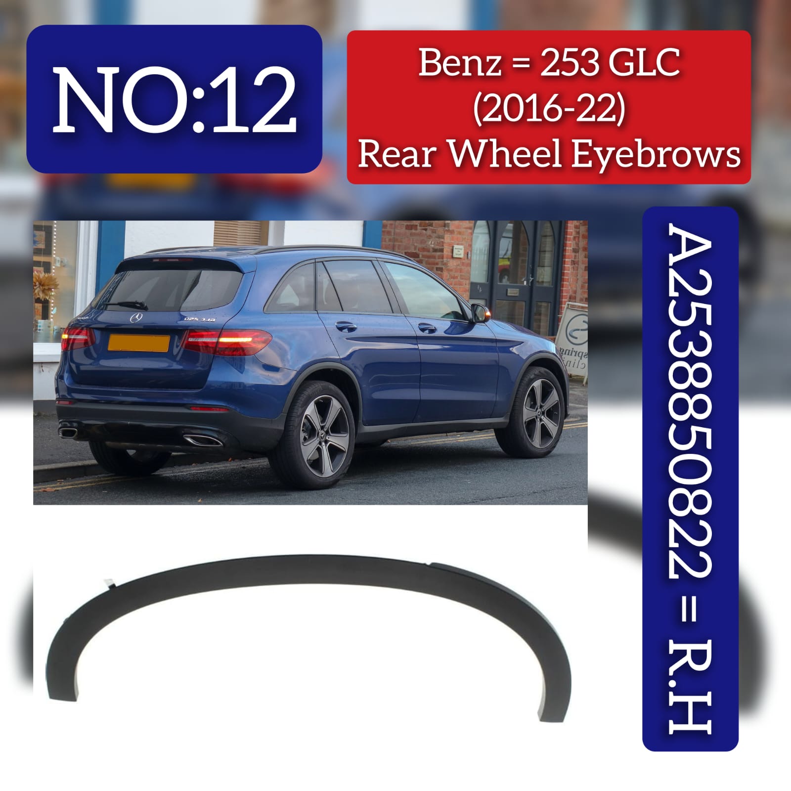 Rear Right Wheel Arch (EYEBROW) 2538850822 Compatible With MERCEDES BENZ GLC X253 2016-2022