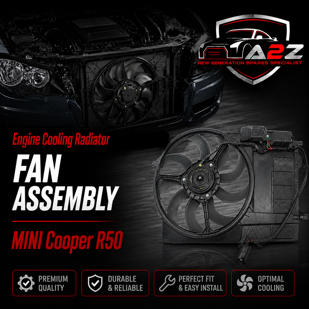 Engine Cooling Radiator Fan Assembly 17101475577 Compatible With MINI Cooper R50