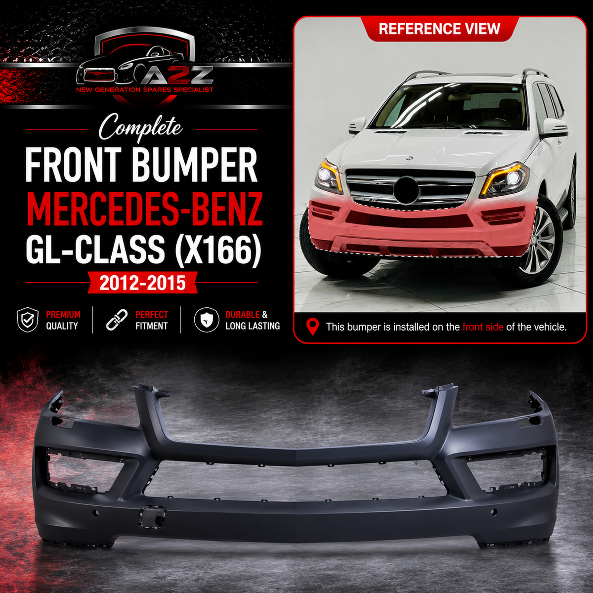 Front Bumper A1668853125 Compatible With MERCEDES-BENZ GL-CLASS (X166) 2012-2015 Tag No.221