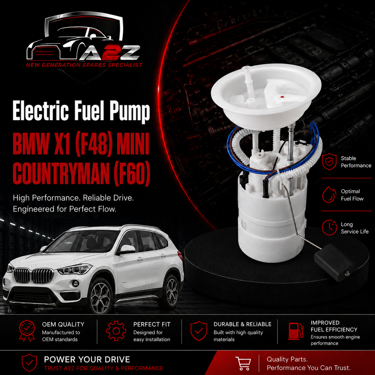 Electric Fuel Pump 16117349687 16117300465 Compatible With BMW X1 (F48) MINI COUNTRYMAN (F60)
