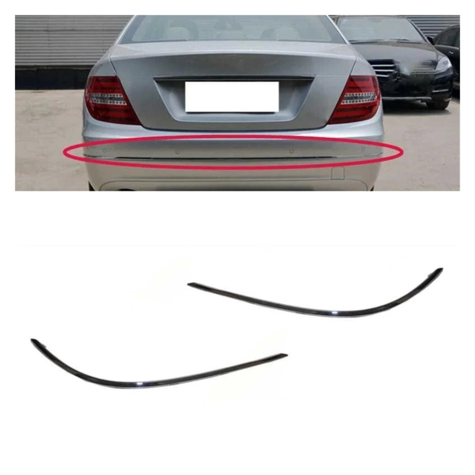 Rear Bumper Chrome Left 2048850921 & Right 2048851021 Compatible With Mercedes Benz C-Class (W204) (2007-2010) Tag No.282