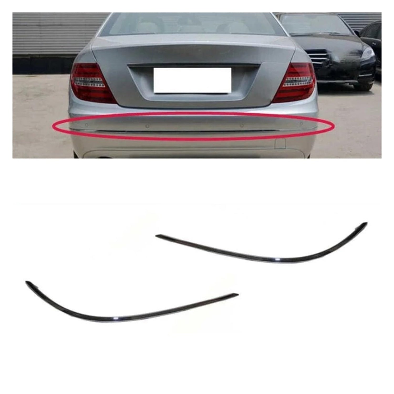 Rear Bumper Chrome Left 2048850921 & Right 2048851021 Compatible With Mercedes Benz C-Class (W204) (2007-2010) Tag No.282