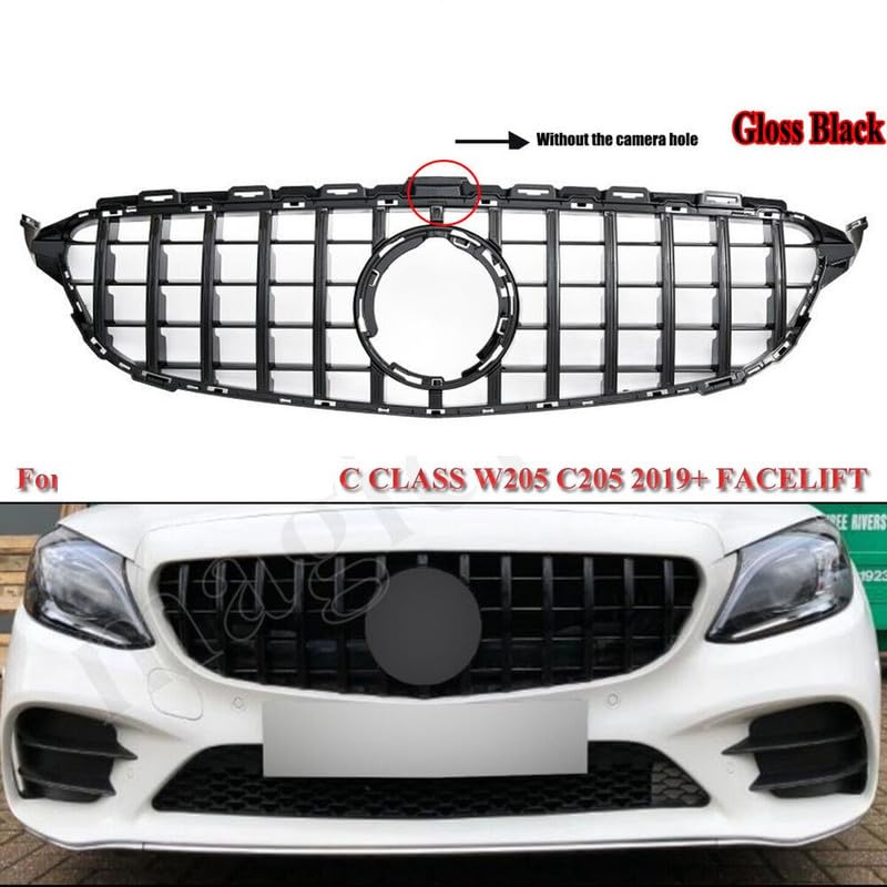 Front Bumper Grill Compatible With Mercedes Benz C Class W205 2019-2022 Front Bumper Grill W205 Grill Gtr Black Lci