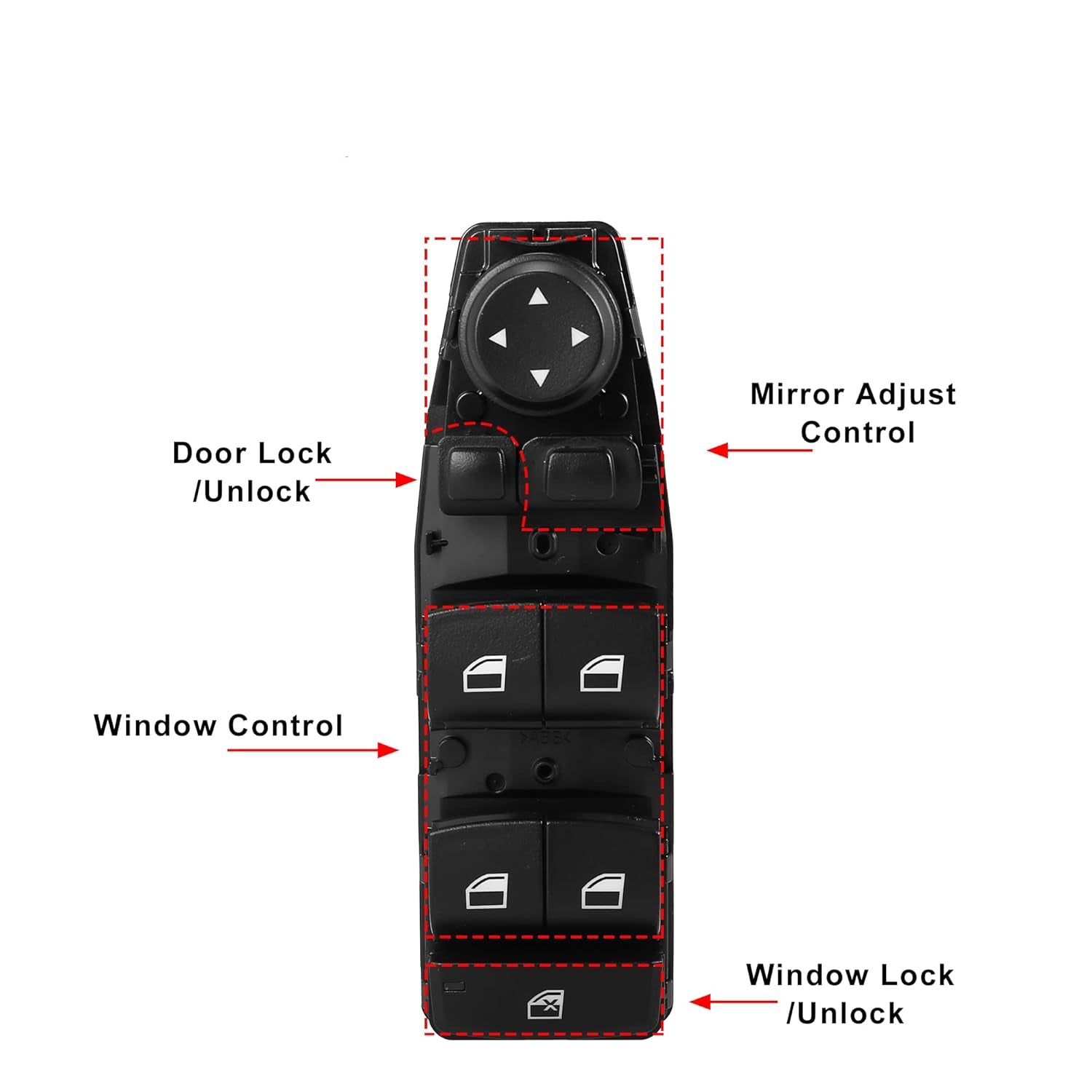 BMW 5 Series F10,F06, F07 & X3 F25 6 Pin  Electric Power Window Black Switch 61319241955 61319208111 61319238239 61319179913  Tag-SW-05