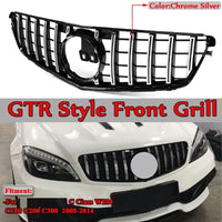 Front Bumper Grill Compatible With Mercedes Benz C Class W204 2007-2014 Front Bumper Grill W204 Grill Gtr Silver