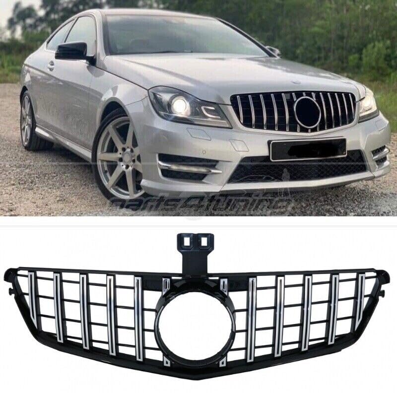 Front Bumper Grill Compatible With Mercedes Benz C Class W204 2007-2014 Front Bumper Grill W204 Grill Gtr Silver