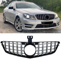 Front Bumper Grill Compatible With Mercedes Benz C Class W204 2007-2014 Front Bumper Grill W204 Grill Gtr Silver
