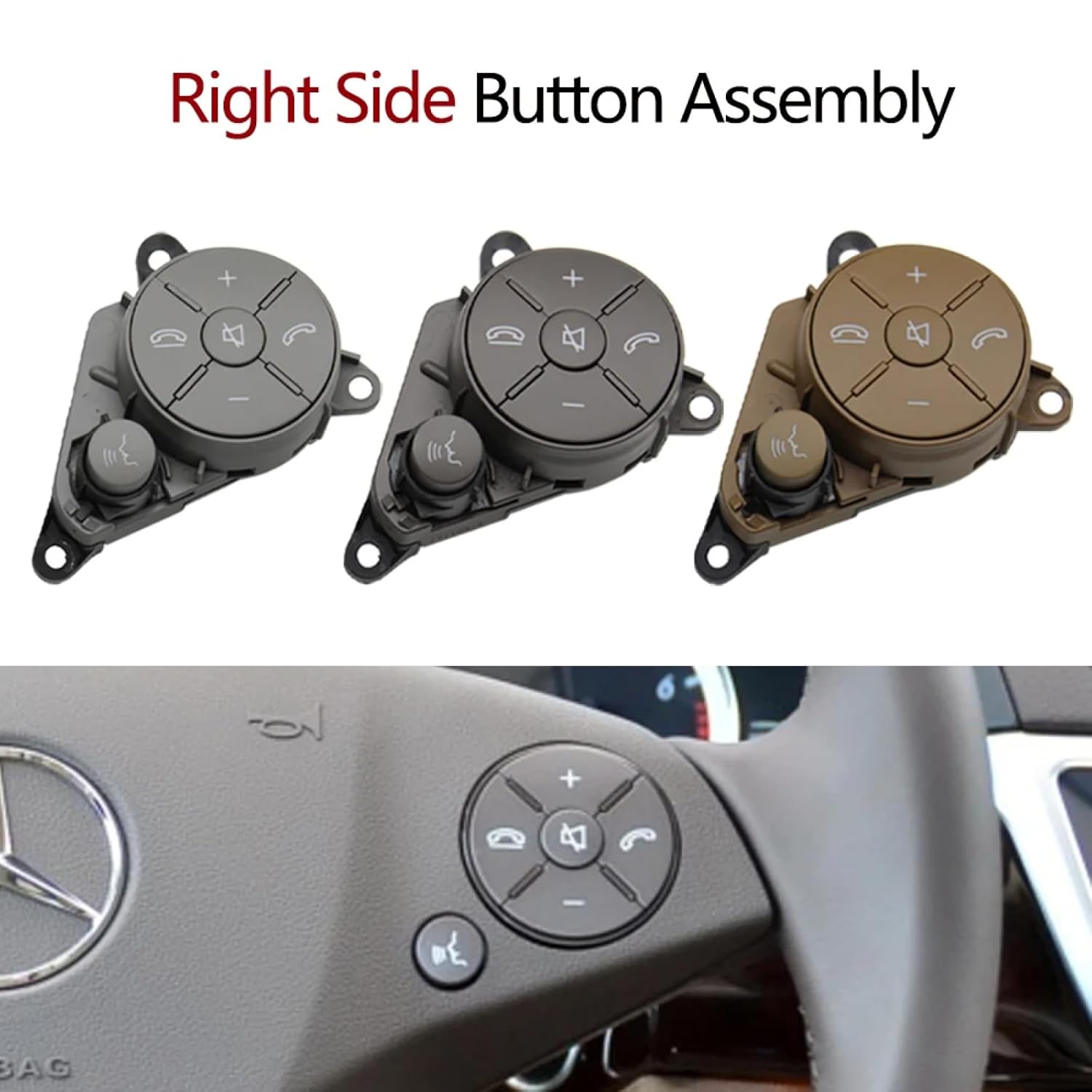 Mercedes-Benz C-CLASS W204/E-CLASS W212 Complete Steering Wheel Switch Set (Black-Round) for W204 and W213 Models - Left Hand 2048210351 and Right Hand 2048210451 Options Available Tag-SW-94