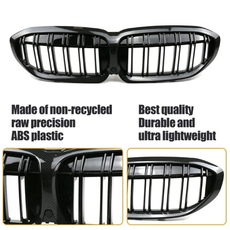 Bumper Grill Compatible With Bmw 3 Series G20 2018-2021 Front Bumper Grill Carbon Fiber Look