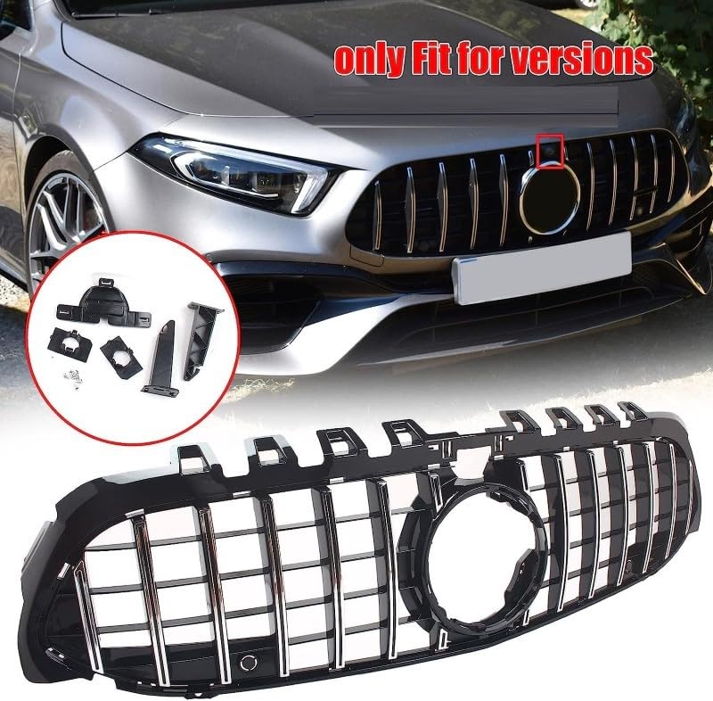 Front Bumper Grill Compatible With Mercedes Benz A Class W177 A250 A200 A45 2019-2023 Front Bumper Grill W177 Grill Gtr Black