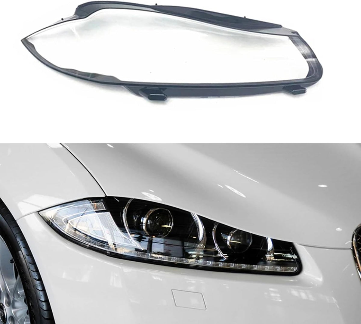 Front Headlight Lens Cover  Car Headlamp Cover Lampshade  Transparent Lamp Shell for Jaguar XF (2012-2014).