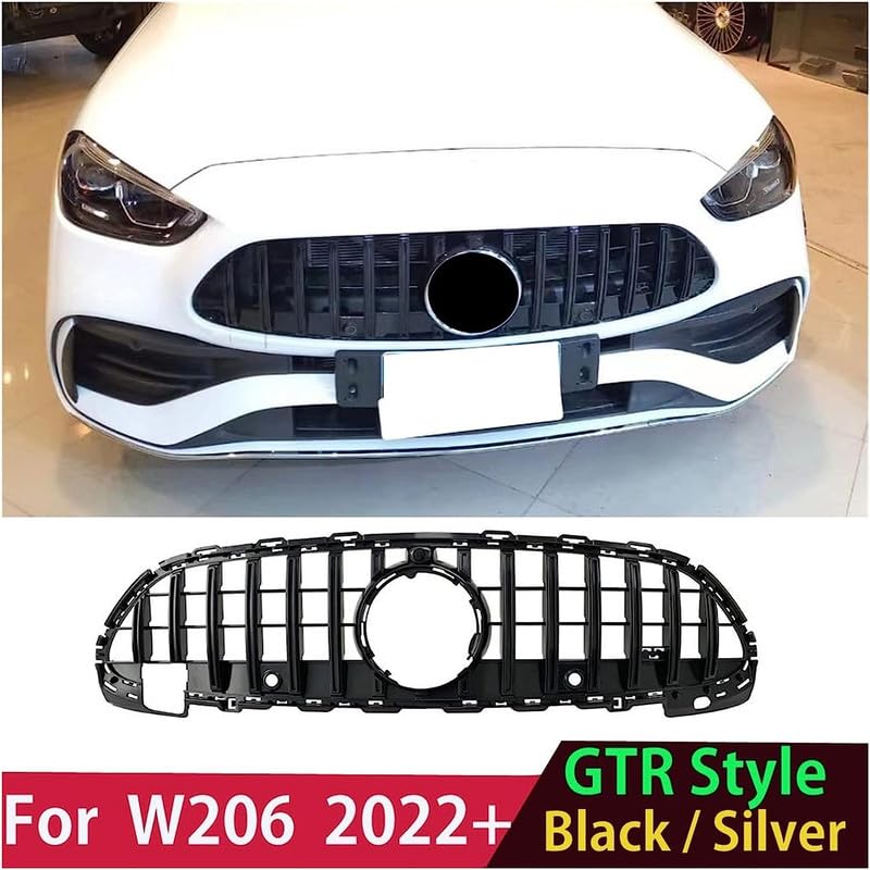 Front Bumper Grill Compatible With Mercedes Benz C Class W206 2022+ Front Bumper Grill W206 Grill Gtr Black