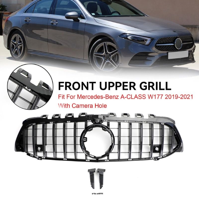 Front Bumper Grill Compatible With Mercedes Benz A Class W177 A250 A200 A45 2019-2023 Front Bumper Grill W177 Grill Gtr Silver