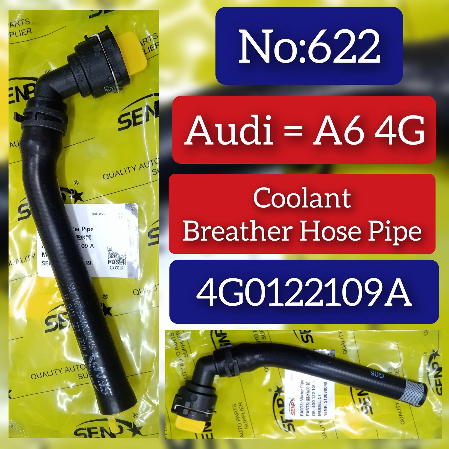 Coolant Breather Hose Pipe 4G0122109A Compatible With  AUDI A6 & A7 Sportback (4GA, 4GF) | A7 / S7 Tag No.622