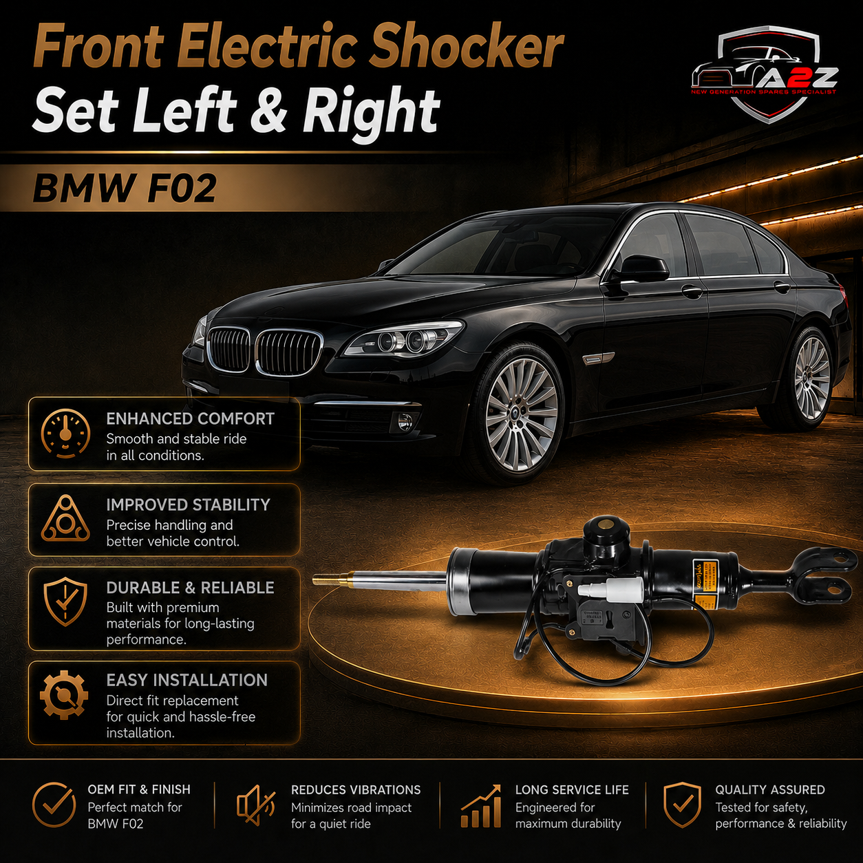 Front Electric Shocker Set Left 37116850221 & Right 37116850222 Compatible With BMW F02