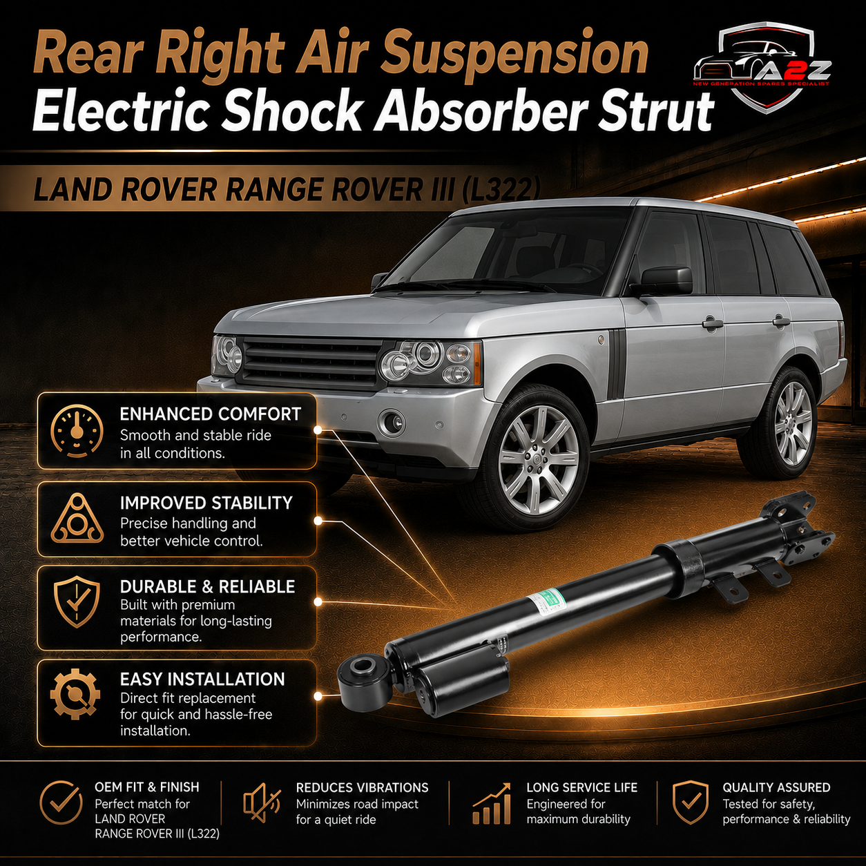 Rear Right Air Suspension Electric Shock Absorber Strut LR023573 LR020529 LR012996 LR012995 Compatible With LAND ROVER RANGE ROVER III (L322)