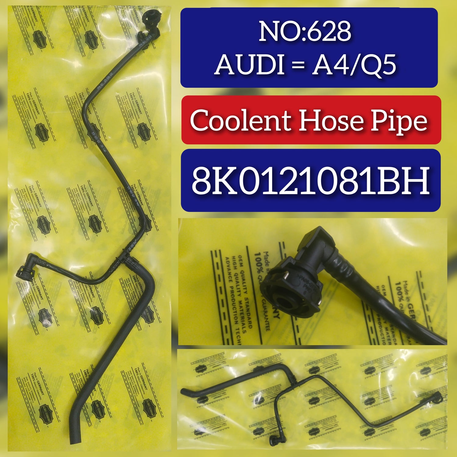 Coolant Reservoir Tank Hose Pipe 8K0121081BH Compatible With AUDI A4 Q5 (8RB) Tag No.628