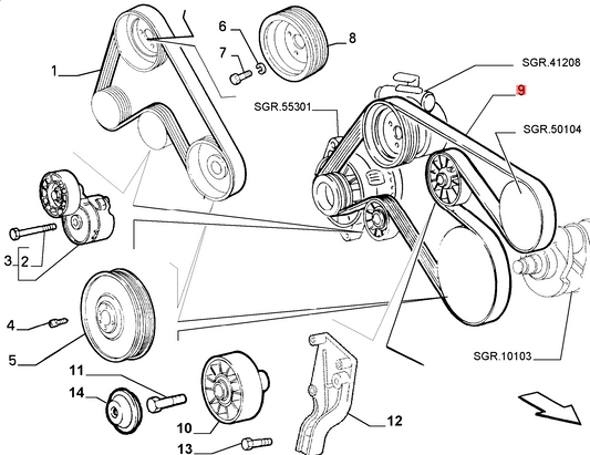 Belt 6PK1817  55189680 60667257 71719645 71734717 Compatible With FIAT PALIO (178_, 171_, 371_) Tag-BEL-38