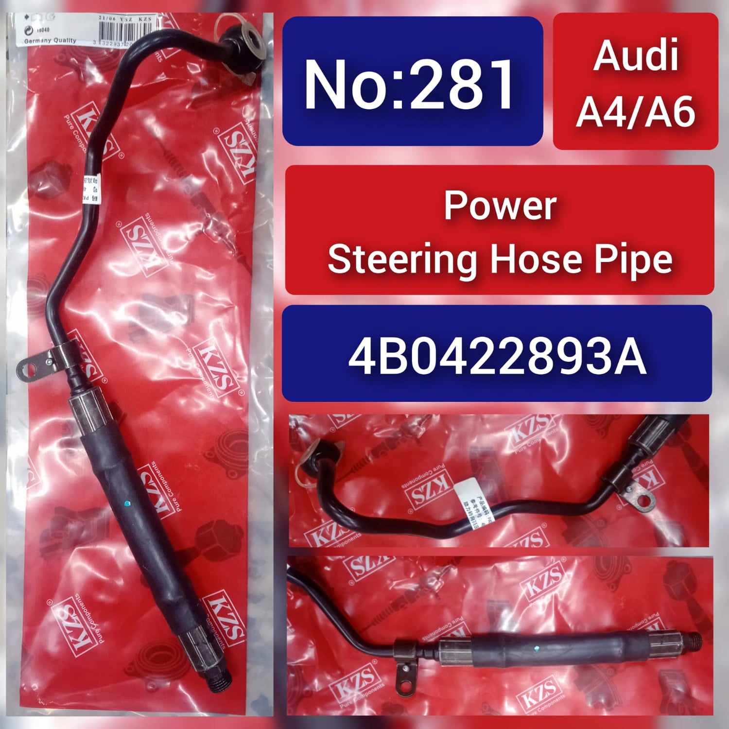 Power Steering Pipe 4B0422893A 4B0422893G Compatible with AUDI A4 A6 Tag-H-281