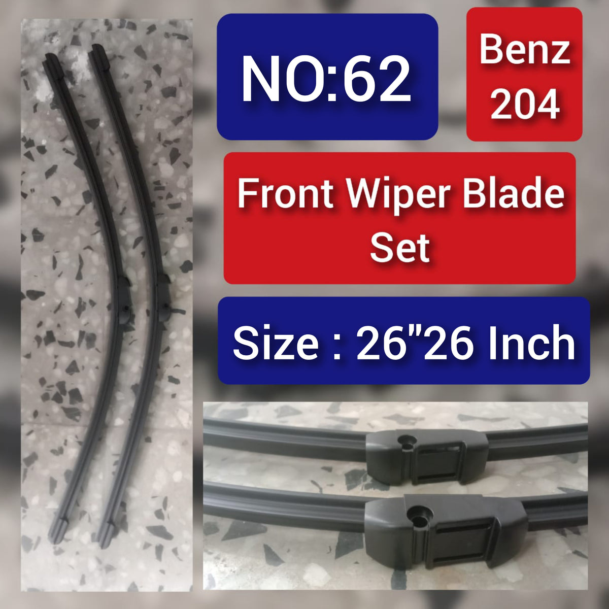 Front Wiper Blade Set (26'26 Inch) Compatible with MERCEDES BENZ C-CLASS W204 Tag-WBF-62