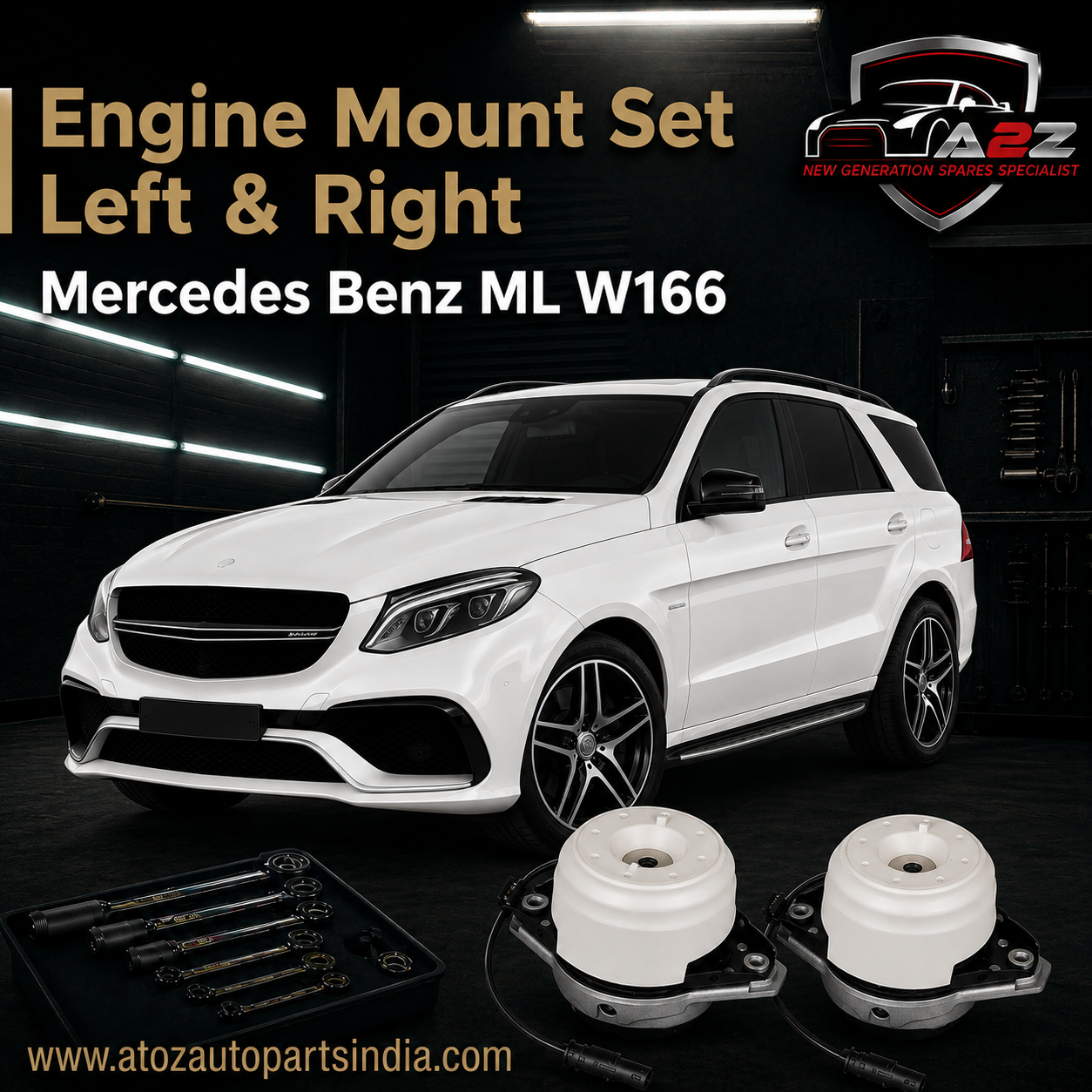 Engine Mount With Inductance Set Right 1662406517 & Left 1662406817 Compatible With Mercedes Benz ML W166
