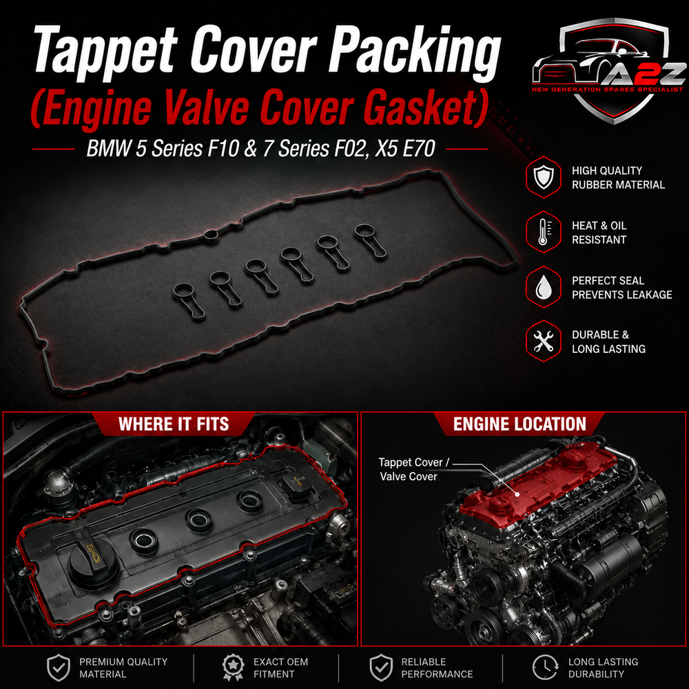 Tappet Cover Packing (Engine Valve Cover Gasket) 11127823943 Compatible With  BMW 5 Series F10 & 7 Series F02, X5 E70 Tag-TC-05