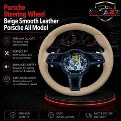Full Beige Leather Steering Wheel Compatible With Porsche All Models