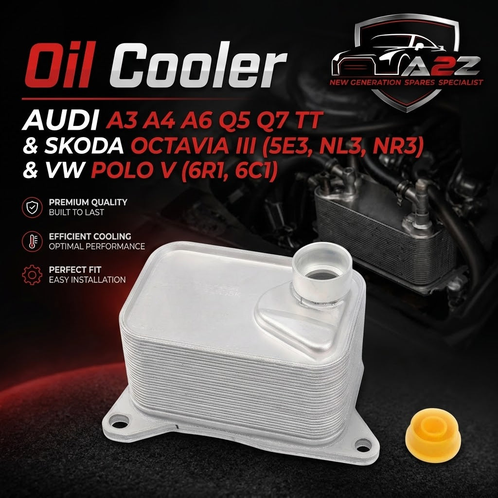 Oil Cooler 06L117021C 06L117021E 06L117021G Compatible With AUDI A3 A4 A6 Q5 Q7 TT & SKODA OCTAVIA III (5E3, NL3, NR3) & VW POLO V (6R1, 6C1) Tag-O-120