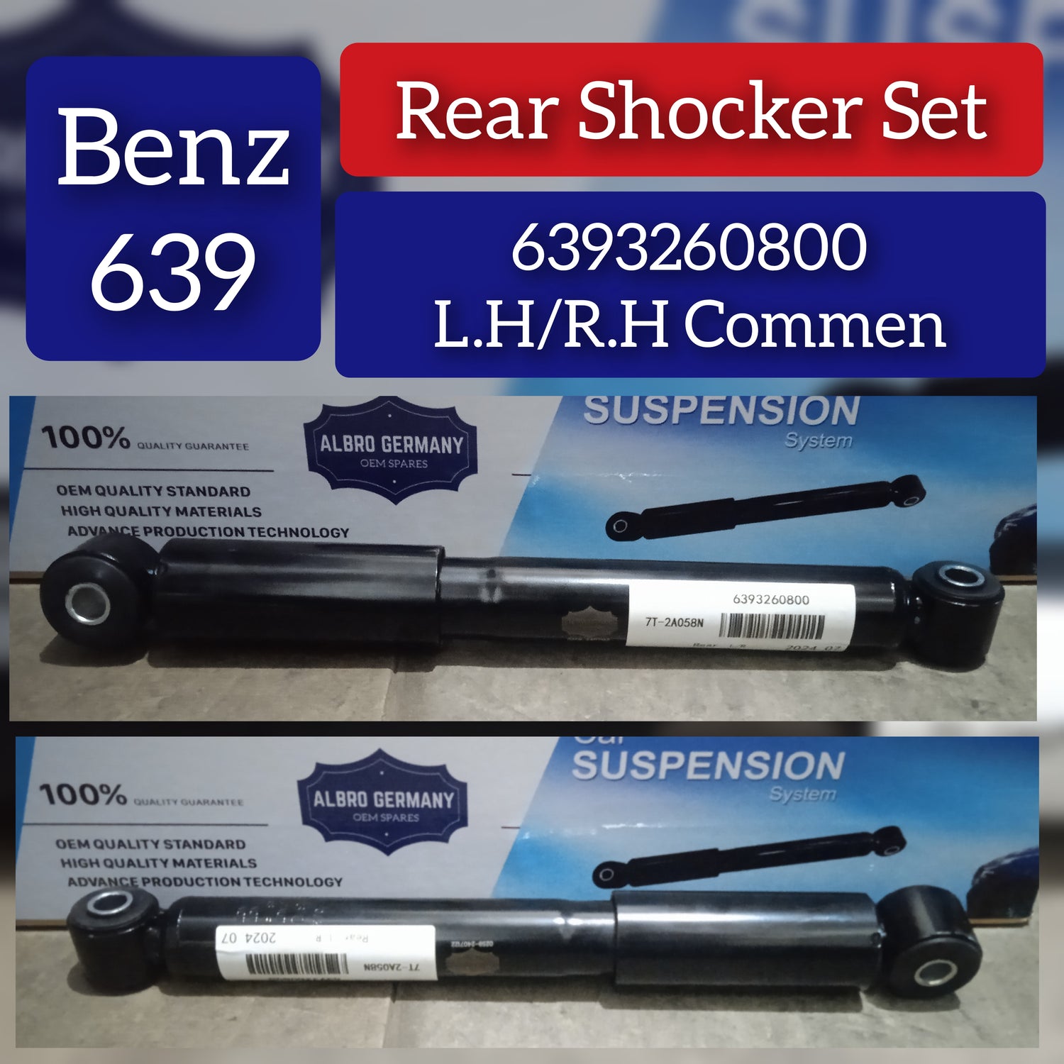 Rear Suspension Shock Absorber Left & Right 6393260800 6393260900 6393261000 6393262400 6393262500 6393263000 6393263300 6393263400 6393264000 6393264100 Compatible With Mercedes Benz W639