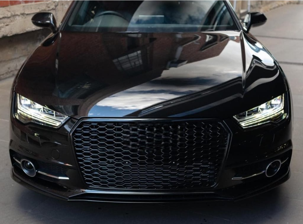 RS7 Full Black Honeycomb Show Grill Compatible With Audi = A7 (2016-18) Tag No.232