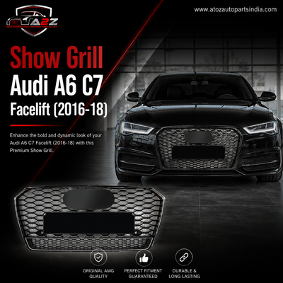 Show Grill Compatible With  Audi A6 C7 Facelift(2016-18) RS6 Quattro Silver Chrome Tag No.66