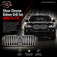 Silver Chrome Kidney Grill Set, 51137185224=R.H,& 51137185223=L.H  Compatible With  BMW X5 E70 Tag 41