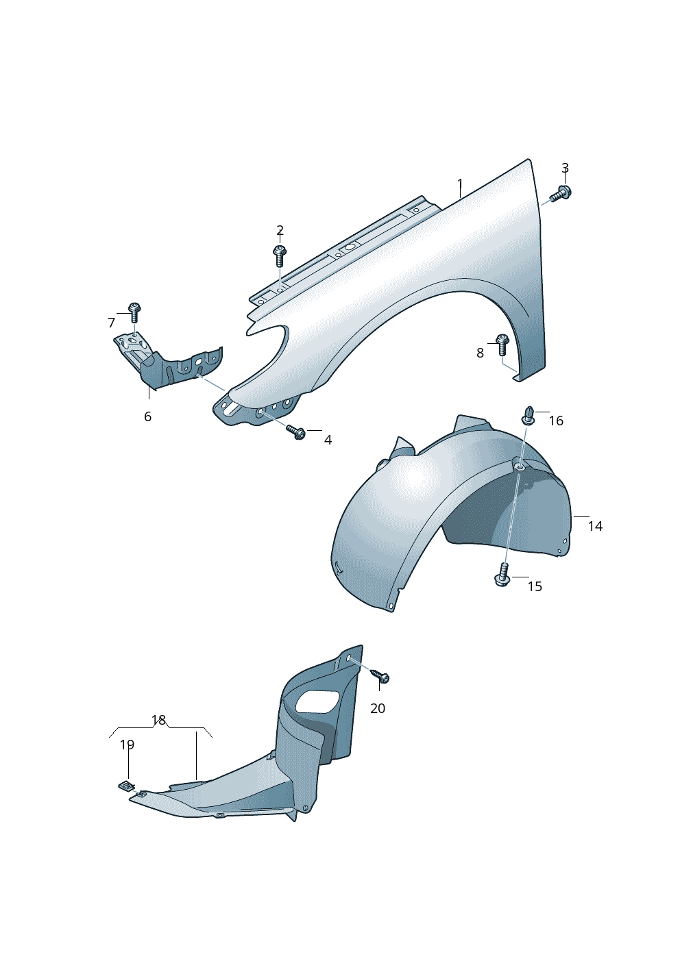 Front Fender Liner Left 3C8805911D Compatible Volkswagen (2012-16)