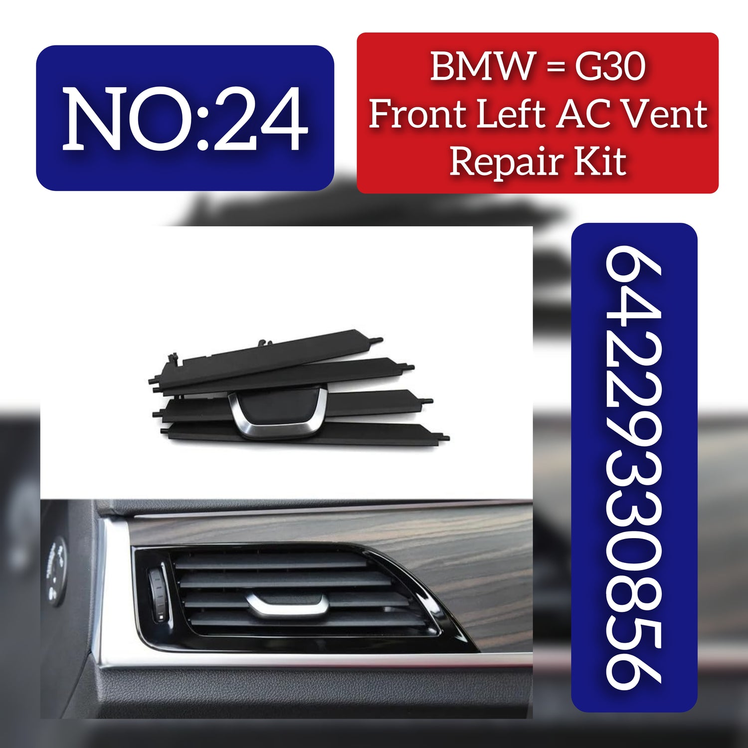 Front Left AC Conditioner Air Vent Grill Outlet Tab Clip Repair Kit 64229330856 64229330858 Compatible With BMW 5 Series G30 Tag-ACR-24