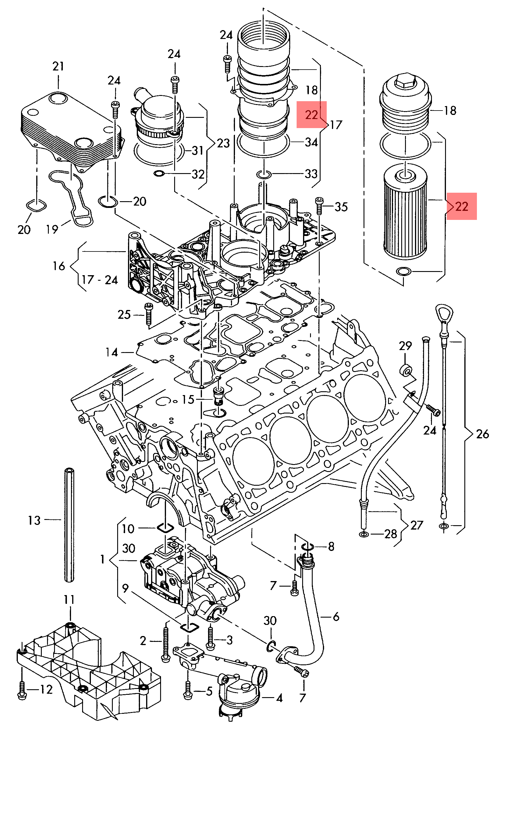Oil Filter E73H D207 & 057115561M & OX196/3D Compatible With AUDI A4 A6 A8 A8 Q5 Q7 & PORSCHE CAYENNE (92A) Tag 105